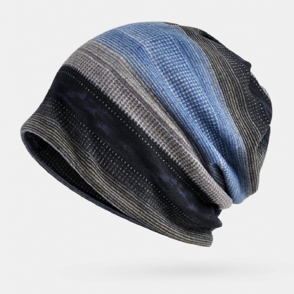 Unisex De Doble Uso Más Terciopelo Cálido A Rayas Gruesas Al Aire Libre Casual Personalidad Sin Ala Bufanda Gorro