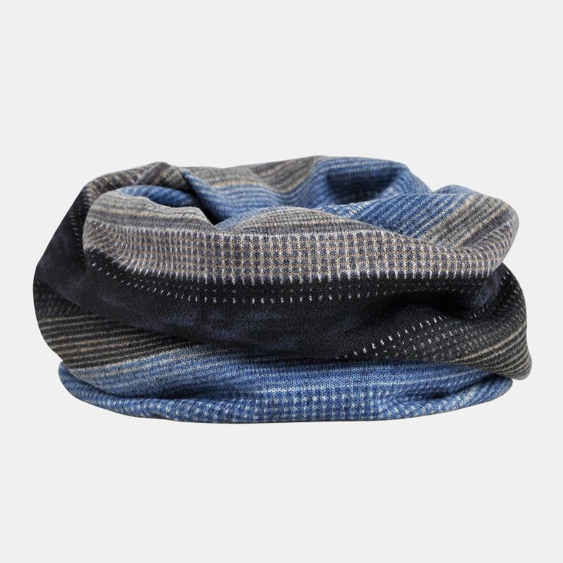 Unisex De Doble Uso Más Terciopelo Cálido A Rayas Gruesas Al Aire Libre Casual Personalidad Sin Ala Bufanda Gorro