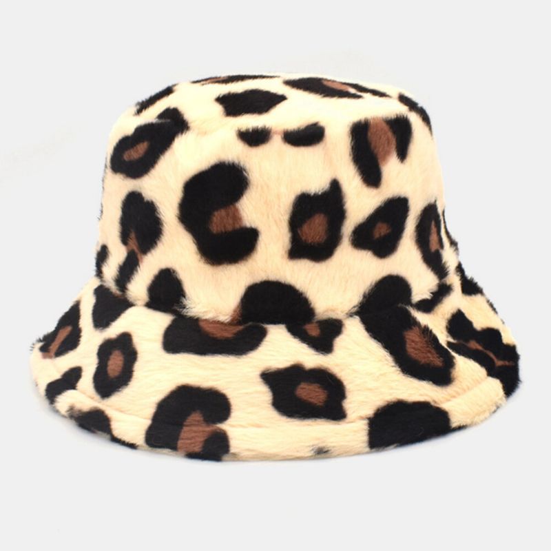 Unisex Felpa Suave Cálido Casual Todo-fósforo Lindo Patrón De Leopardo Sombrero De Cubo