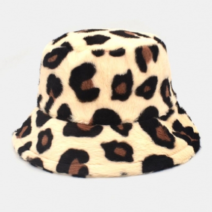 Unisex Felpa Suave Cálido Casual Todo-fósforo Lindo Patrón De Leopardo Sombrero De Cubo