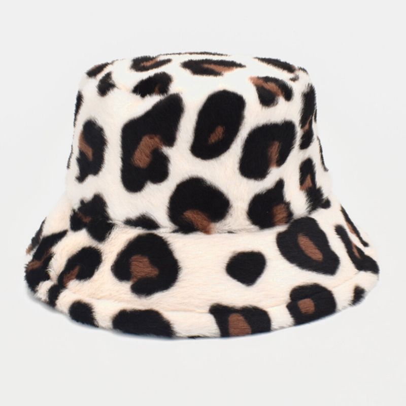 Unisex Felpa Suave Cálido Casual Todo-fósforo Lindo Patrón De Leopardo Sombrero De Cubo