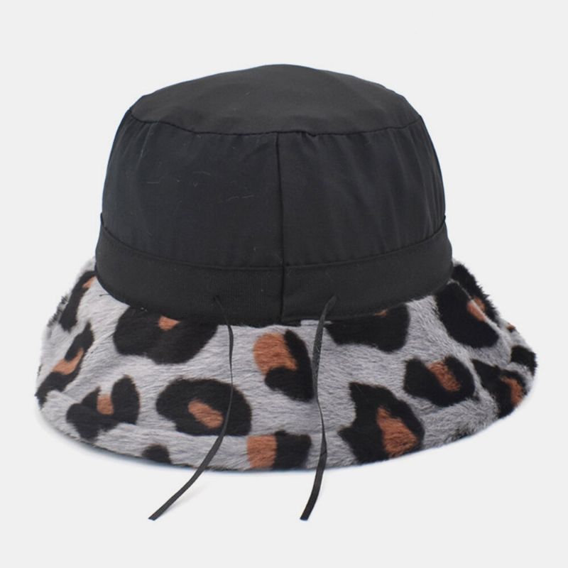 Unisex Felpa Suave Cálido Casual Todo-fósforo Lindo Patrón De Leopardo Sombrero De Cubo