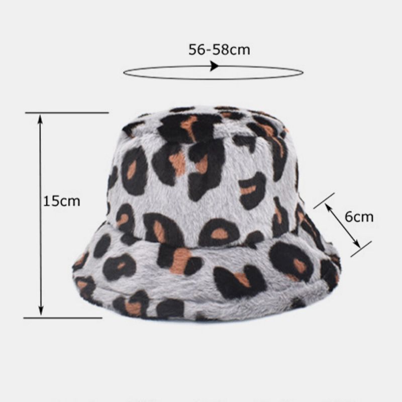 Unisex Felpa Suave Cálido Casual Todo-fósforo Lindo Patrón De Leopardo Sombrero De Cubo