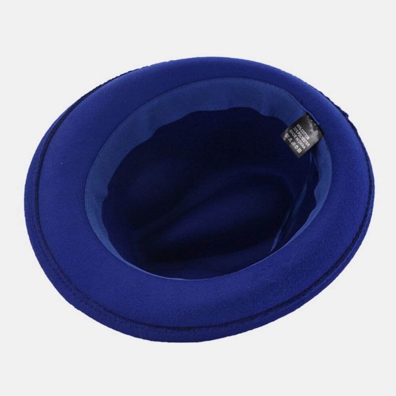 Unisex Fieltro Casual Caballero Británico Jazz Sombrero Sombrero De Copa Fedora Con Hebilla De Cinturón