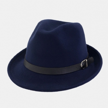 Unisex Fieltro Moda Casual Montar Británico Hebilla De Cinturón Sombrero De Jazz Ajustable Sombrero De Copa Sombrero De Pareja Sombrero Fedora