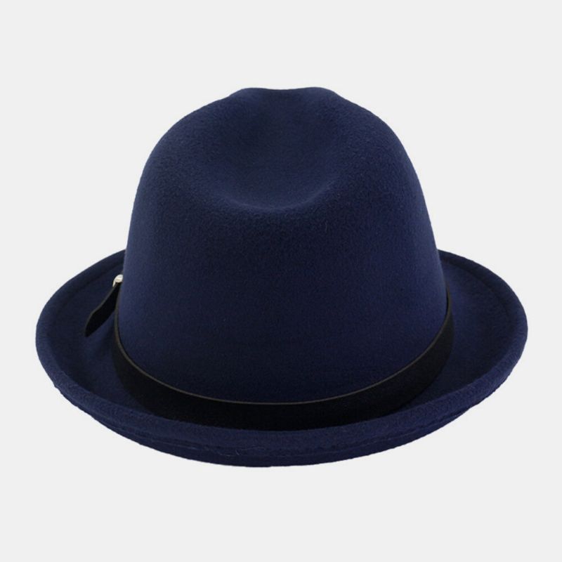 Unisex Fieltro Moda Casual Montar Británico Hebilla De Cinturón Sombrero De Jazz Ajustable Sombrero De Copa Sombrero De Pareja Sombrero Fedora