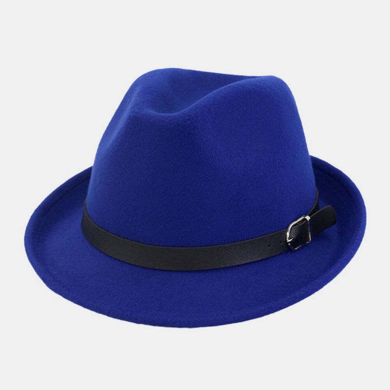 Unisex Fieltro Moda Casual Montar Británico Hebilla De Cinturón Sombrero De Jazz Ajustable Sombrero De Copa Sombrero De Pareja Sombrero Fedora