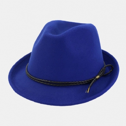 Unisex Fieltro Vintage Casual Ala Curva Cordón Ajustable Jazz Sombrero Sombrero De Copa Fedora