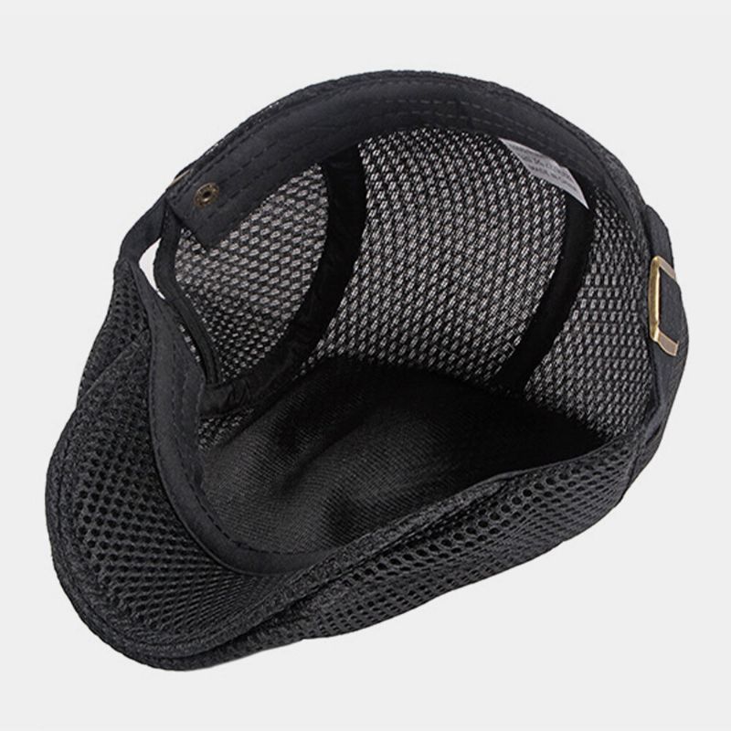 Unisex Full Mesh Hollow Transpirable Al Aire Libre Casual Parasol Fino Gorra Delantera Boina Gorra Sombrero Plano