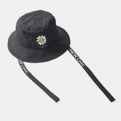 Unisex Girasol Carta Patrón Impreso Tieable Casual Moda Al Aire Libre Sombrero De Cubo Con Sombrilla