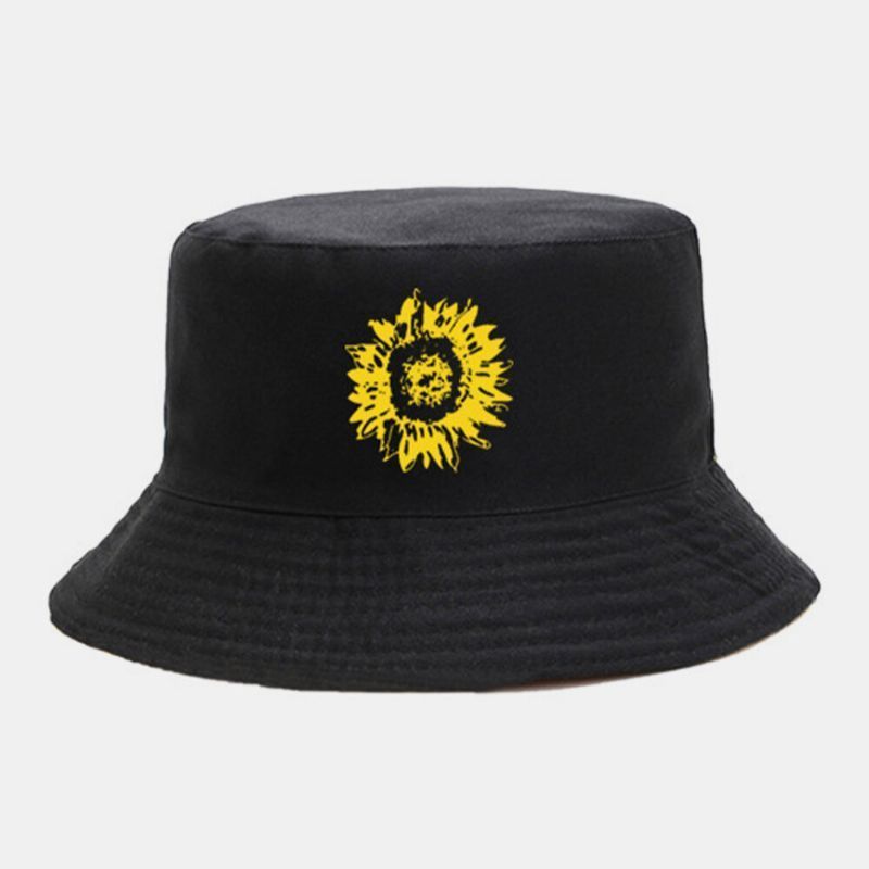 Unisex Girasoles De Doble Cara Patrón Moda Joven 360 Grados Sombrilla Sombrero De Cubo Transpirable