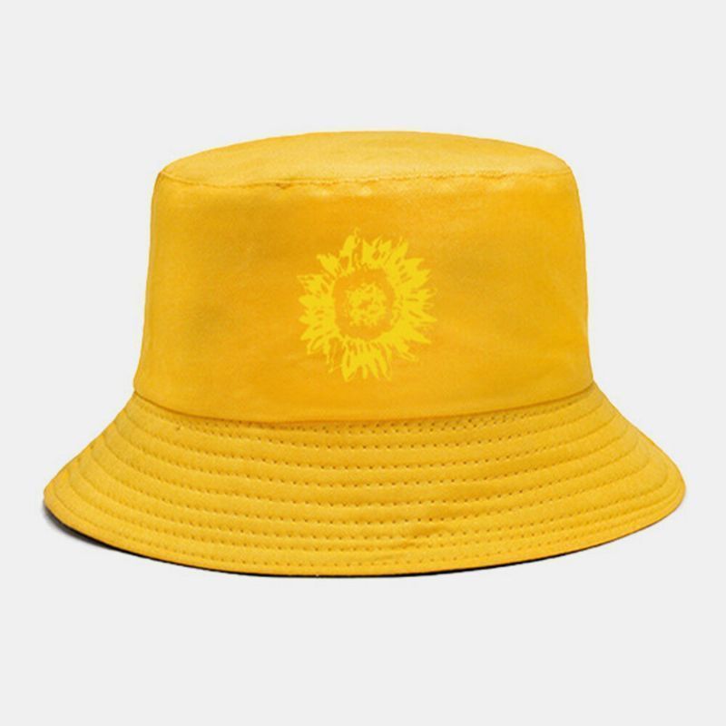 Unisex Girasoles De Doble Cara Patrón Moda Joven 360 Grados Sombrilla Sombrero De Cubo Transpirable