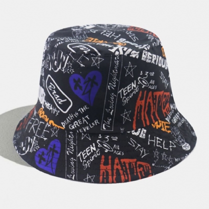 Unisex Graffiti Letter Pattern Transpirable All-match Outdoor Sunvisor Bucket Hat