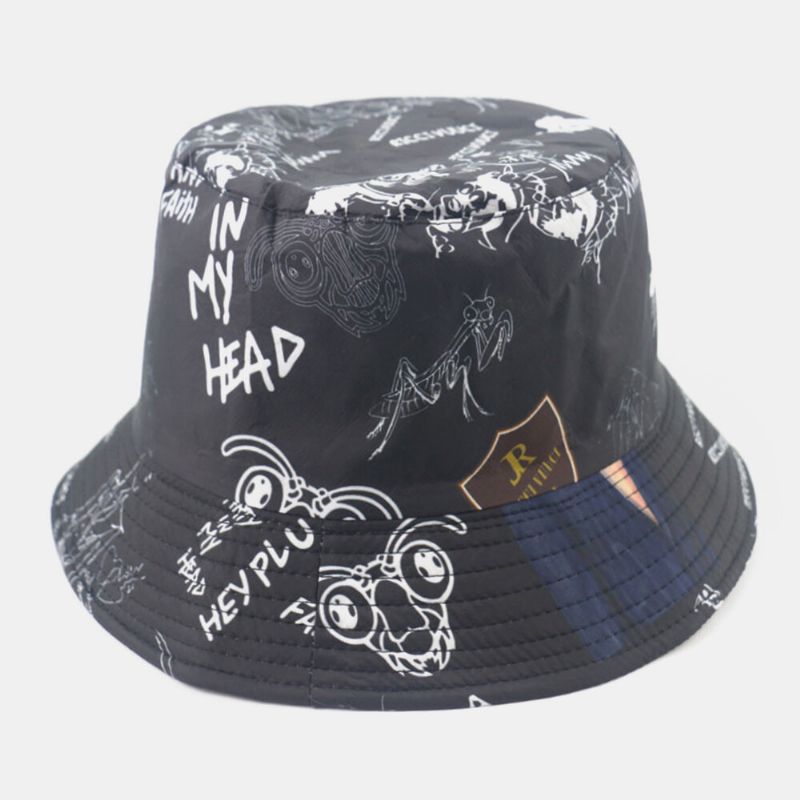 Unisex Graffiti Letter Pattern Transpirable All-match Outdoor Sunvisor Bucket Hat