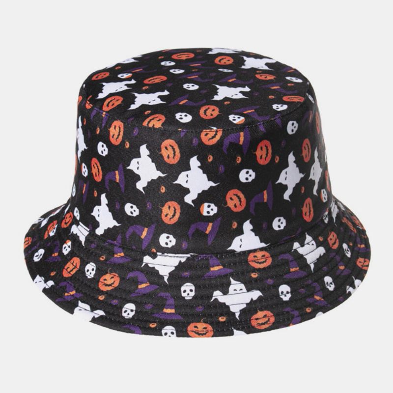 Unisex Halloween Superposición Calabaza Fantasma Patrón Casual Divertido Sombrero De Sombrilla Sombrero De Cubo