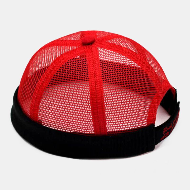 Unisex Hollow Out Full-mesh Transpirable Moda Al Aire Libre Sin Ala Beanie Landlord Cap Skull Cap