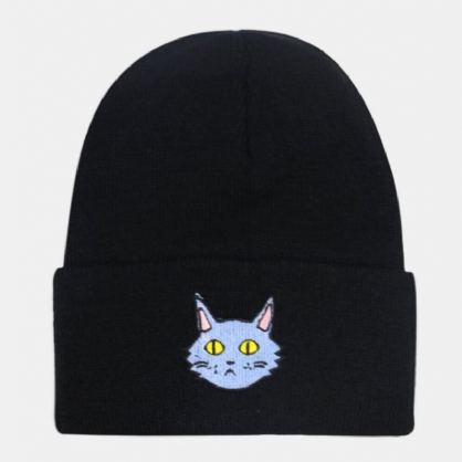 Unisex Lana Bordado De Dibujos Animados Gato Mantener Caliente Gorro De Punto Gorro De Esquí Gorro De Todo Fósforo