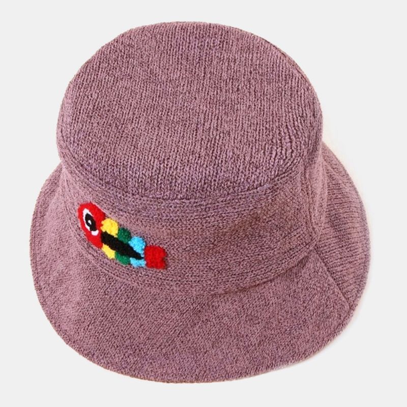 Unisex Lana Bordado Hueso De Pescado Lindo Casual Pareja Sombrero Sombrero De Cubo