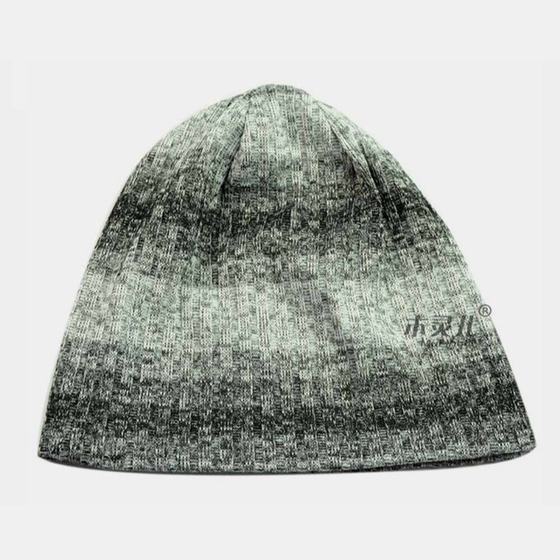 Unisex Lana Cálido Doble Capa Rayas Verticales Gradiente De Color Sin Ala Sombrero De Punto Beanie Toque Sombrero