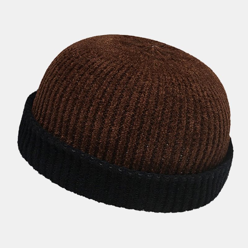 Unisex Lana Cálido Elástico Casual Tendencia Callejera Invierno Al Aire Libre Sombrero De Punto Sin Ala Gorro De Calavera