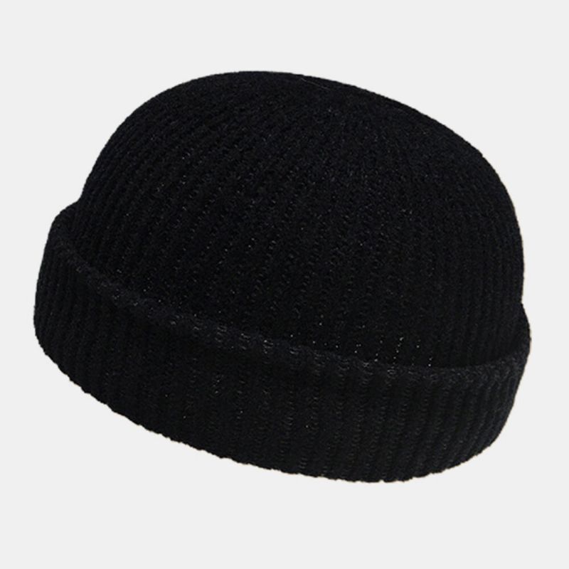 Unisex Lana Cálido Elástico Casual Tendencia Callejera Invierno Al Aire Libre Sombrero De Punto Sin Ala Gorro De Calavera