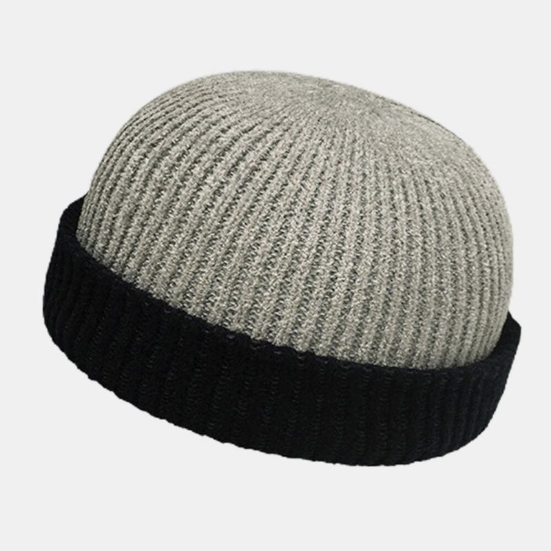 Unisex Lana Cálido Elástico Casual Tendencia Callejera Invierno Al Aire Libre Sombrero De Punto Sin Ala Gorro De Calavera