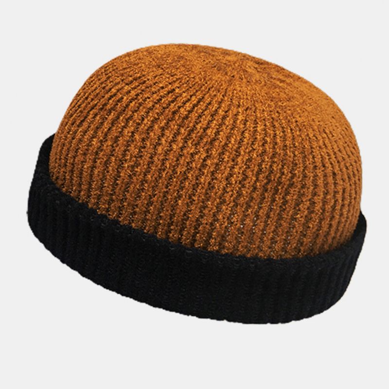 Unisex Lana Cálido Elástico Casual Tendencia Callejera Invierno Al Aire Libre Sombrero De Punto Sin Ala Gorro De Calavera