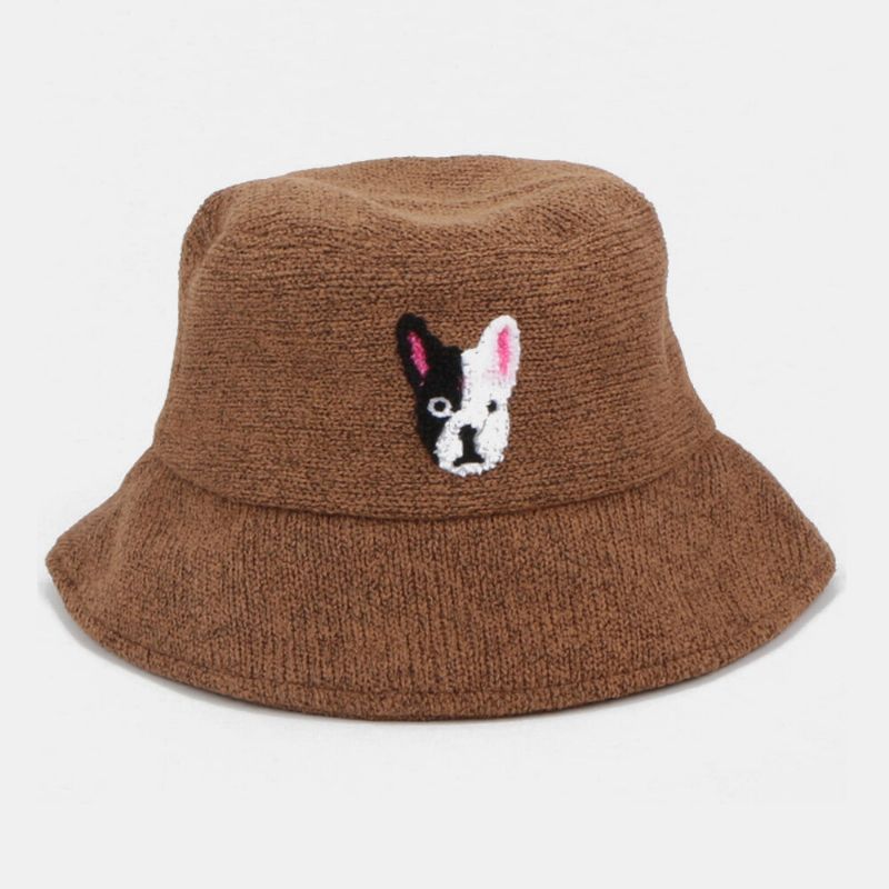 Unisex De Lana Cálido Lindo Patrón De Perro Dulce Sombrero De Pescador Sombrero De Pareja Sombrero De Cubo