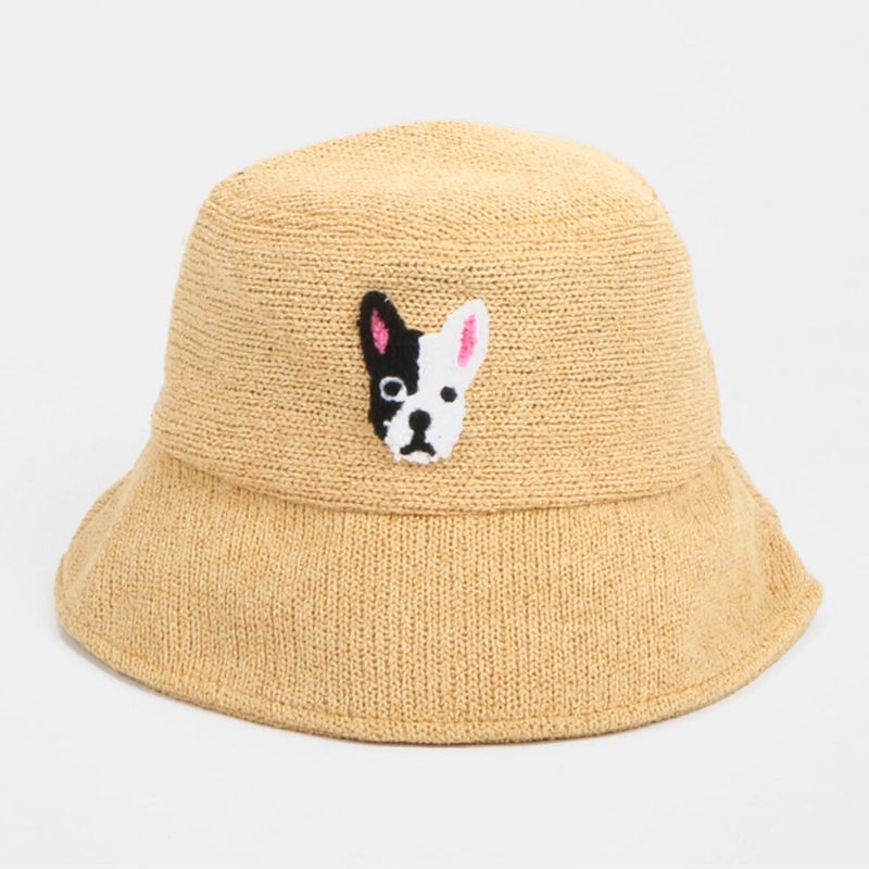 Unisex De Lana Cálido Lindo Patrón De Perro Dulce Sombrero De Pescador Sombrero De Pareja Sombrero De Cubo