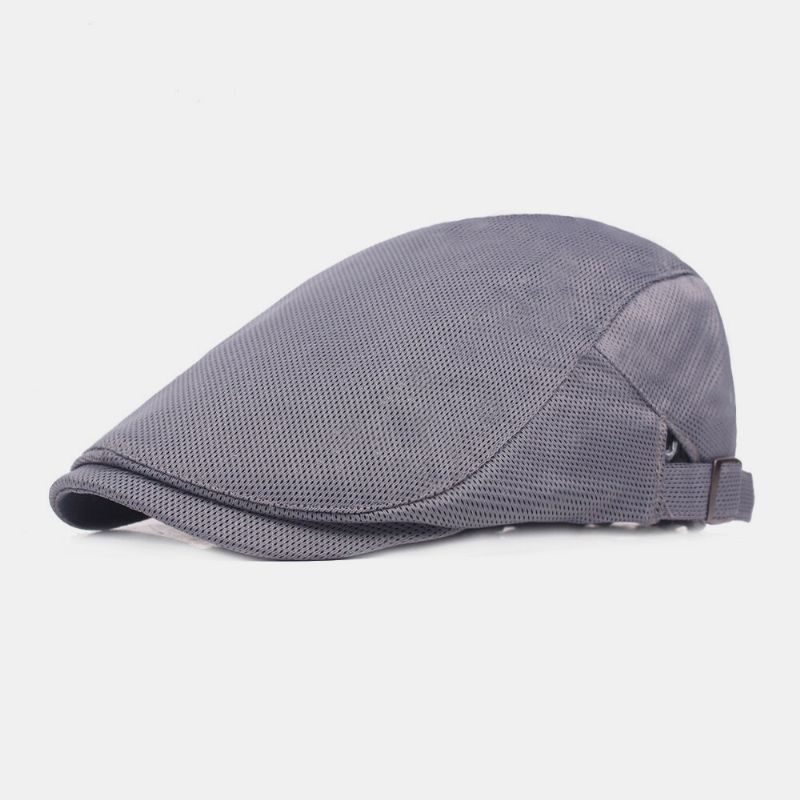 Unisex De Malla De Color Sólido Transpirable Al Aire Libre Informal Ajustable Boina Gorra Plana Gorras De Escalada