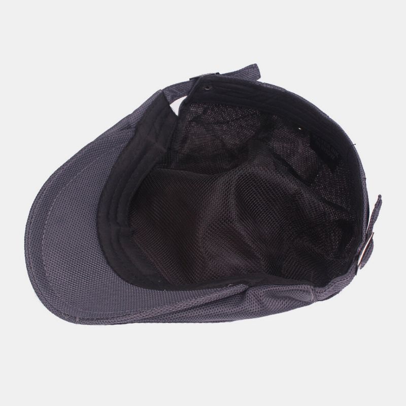 Unisex De Malla De Color Sólido Transpirable Al Aire Libre Informal Ajustable Boina Gorra Plana Gorras De Escalada