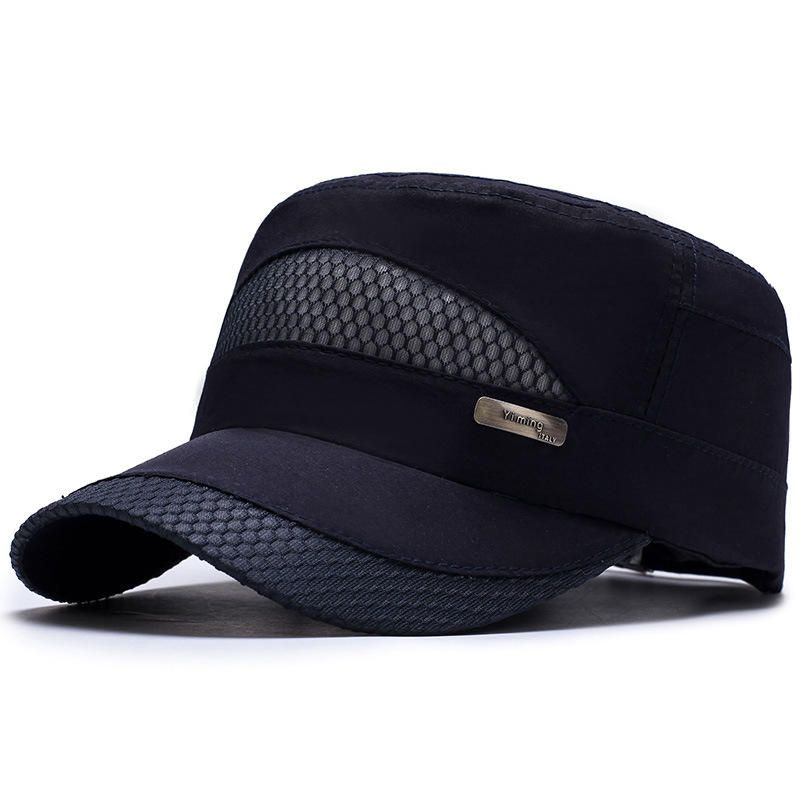 Unisex Malla De Secado Rápido Sombreros Planos Vintage Deporte Al Aire Libre Sombrero Del Ejército Gorras De Béisbol Ajustables