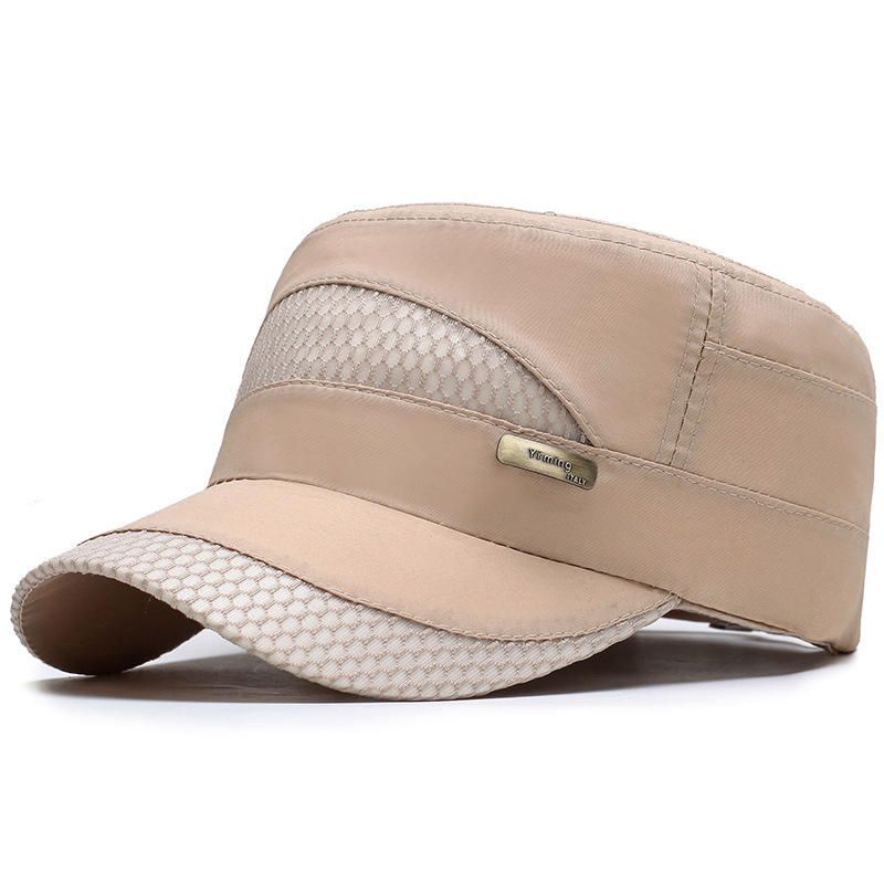 Unisex Malla De Secado Rápido Sombreros Planos Vintage Deporte Al Aire Libre Sombrero Del Ejército Gorras De Béisbol Ajustables