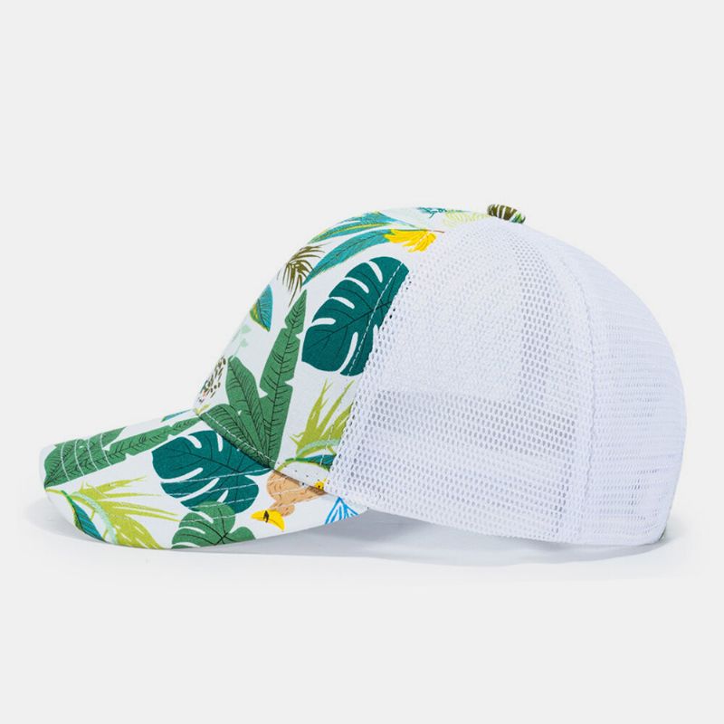 Unisex Malla Transpirable Moda Flor Hoja Impreso Sombrero De Béisbol Con Sombrilla De Vacaciones