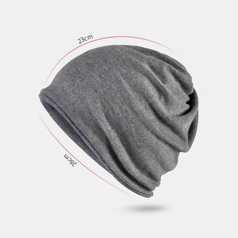 Unisex Moda Mezcla De Algodón Gorro Holgado Color Puro Elástico Estirable Al Aire Libre Cálido Gorro De Esquí De Doble Cara