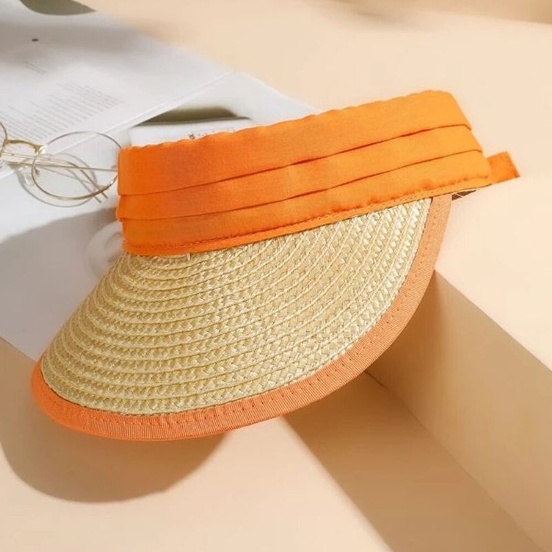 Unisex Paja De Ala Ancha Ajustable Transpirable Al Aire Libre Casual Protector Solar Parasol Gorra Superior Vacía Gorra De Béisbol