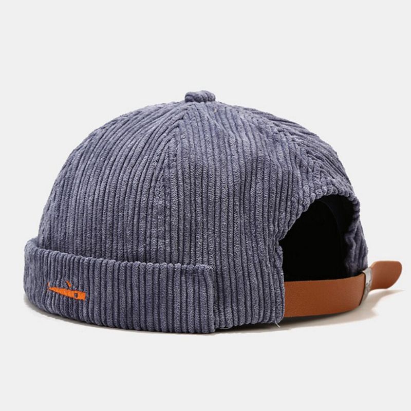 Unisex De Pana Bordado De Color Sólido Al Aire Libre Sin Ala Beanie Landlord Cap Skull Cap