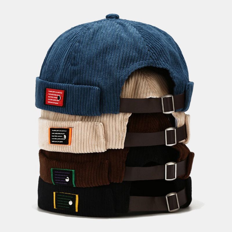 Unisex De Pana Casual Retro Personalidad Moda Sin Ala Beanie Skull Hat Sombrero De Propietario