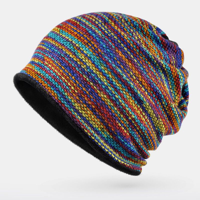 Unisex Plus Terciopelo Cálido Grueso Exterior Color Mezclado Personalidad Informal Gorro Sin Ala