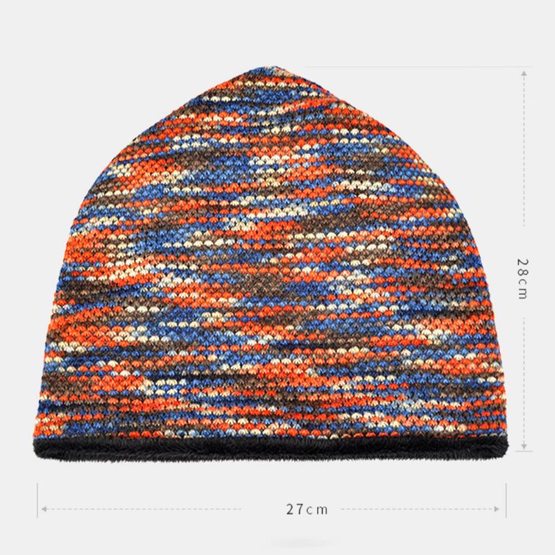 Unisex Plus Terciopelo Cálido Grueso Exterior Color Mezclado Personalidad Informal Gorro Sin Ala