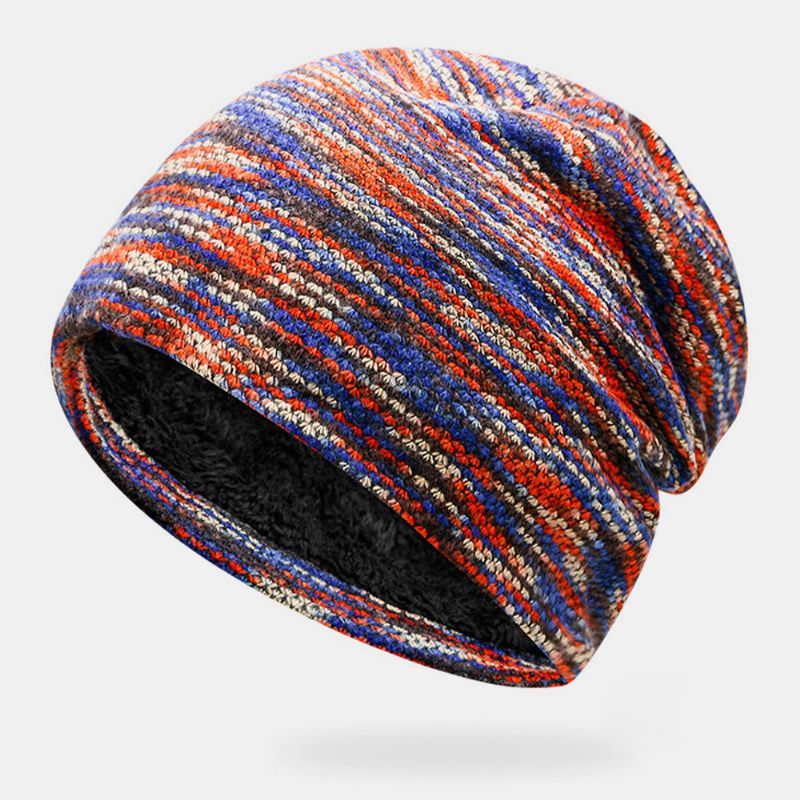 Unisex Plus Terciopelo Cálido Invierno Color Al Aire Libre Gradiente Color Mezclado Sin Ala Beanie