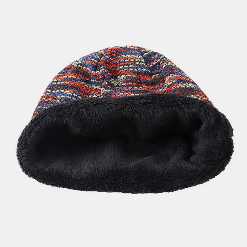 Unisex Plus Terciopelo Cálido Invierno Color Al Aire Libre Gradiente Color Mezclado Sin Ala Beanie