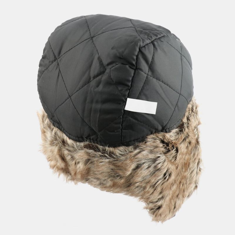 Unisex Plus Terciopelo Insignia Soviética Cálido A Prueba De Viento Orejeras Protección Camuflaje Trapper Sombrero Sombrero Ushanka