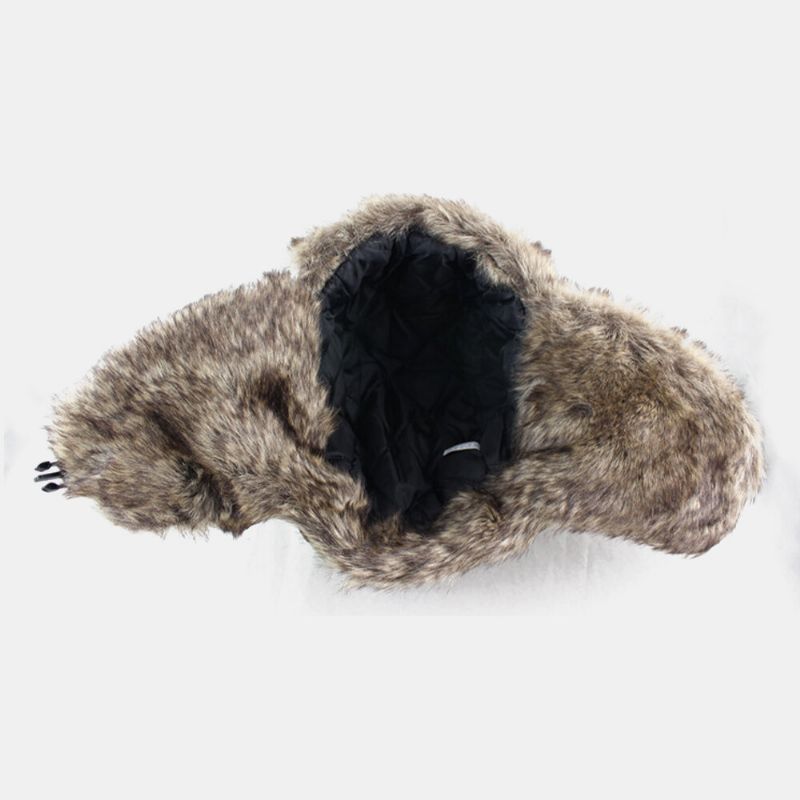 Unisex Plus Terciopelo Insignia Soviética Cálido A Prueba De Viento Orejeras Protección Camuflaje Trapper Sombrero Sombrero Ushanka