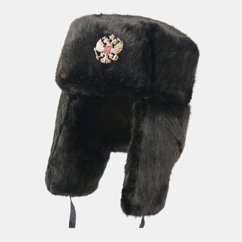 Unisex Plus Terciopelo Insignia Soviética Cálido A Prueba De Viento Protección De Orejeras Sombrero De Trampero Al Aire Libre Sombrero Ushanka