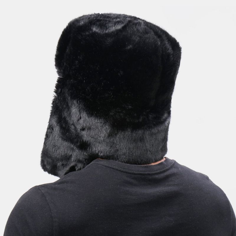 Unisex Plus Terciopelo Insignia Soviética Cálido A Prueba De Viento Protección De Orejeras Sombrero De Trampero Al Aire Libre Sombrero Ushanka