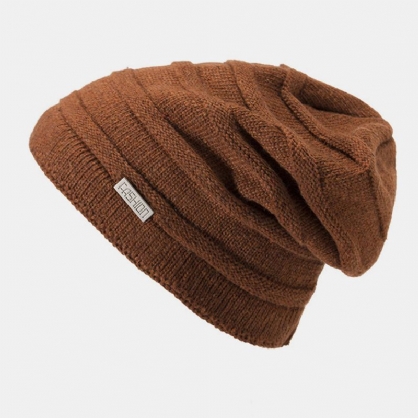 Unisex Plus Terciopelo Lana Protección Para Los Oídos Etiqueta Decoración Gorro De Punto A Prueba De Viento Gorro