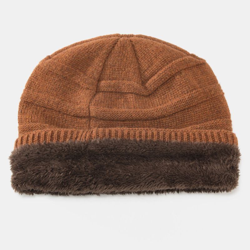 Unisex Plus Terciopelo Lana Protección Para Los Oídos Etiqueta Decoración Gorro De Punto A Prueba De Viento Gorro