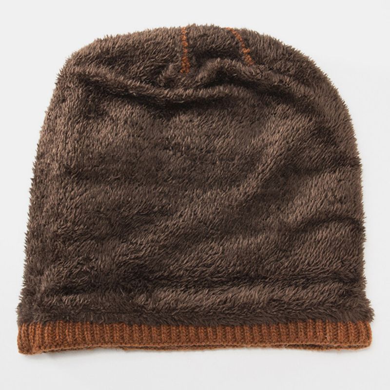 Unisex Plus Terciopelo Lana Protección Para Los Oídos Etiqueta Decoración Gorro De Punto A Prueba De Viento Gorro