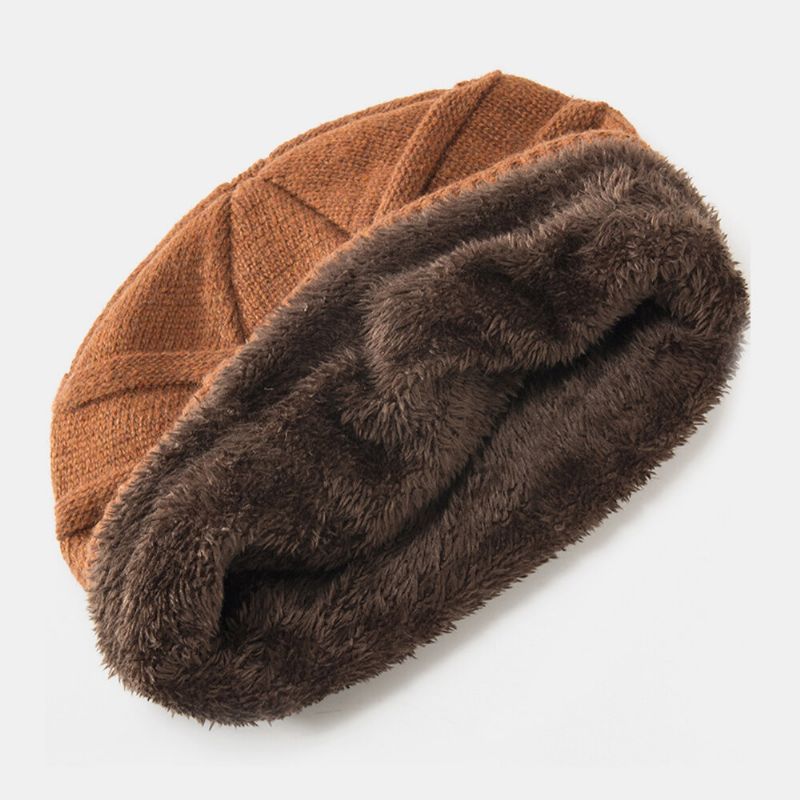 Unisex Plus Terciopelo Lana Protección Para Los Oídos Etiqueta Decoración Gorro De Punto A Prueba De Viento Gorro